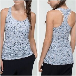 Lululemon W1213S Cool Racerback Tank Top Fleur Silver‎ Spoon sz 12 Relaxed Fit